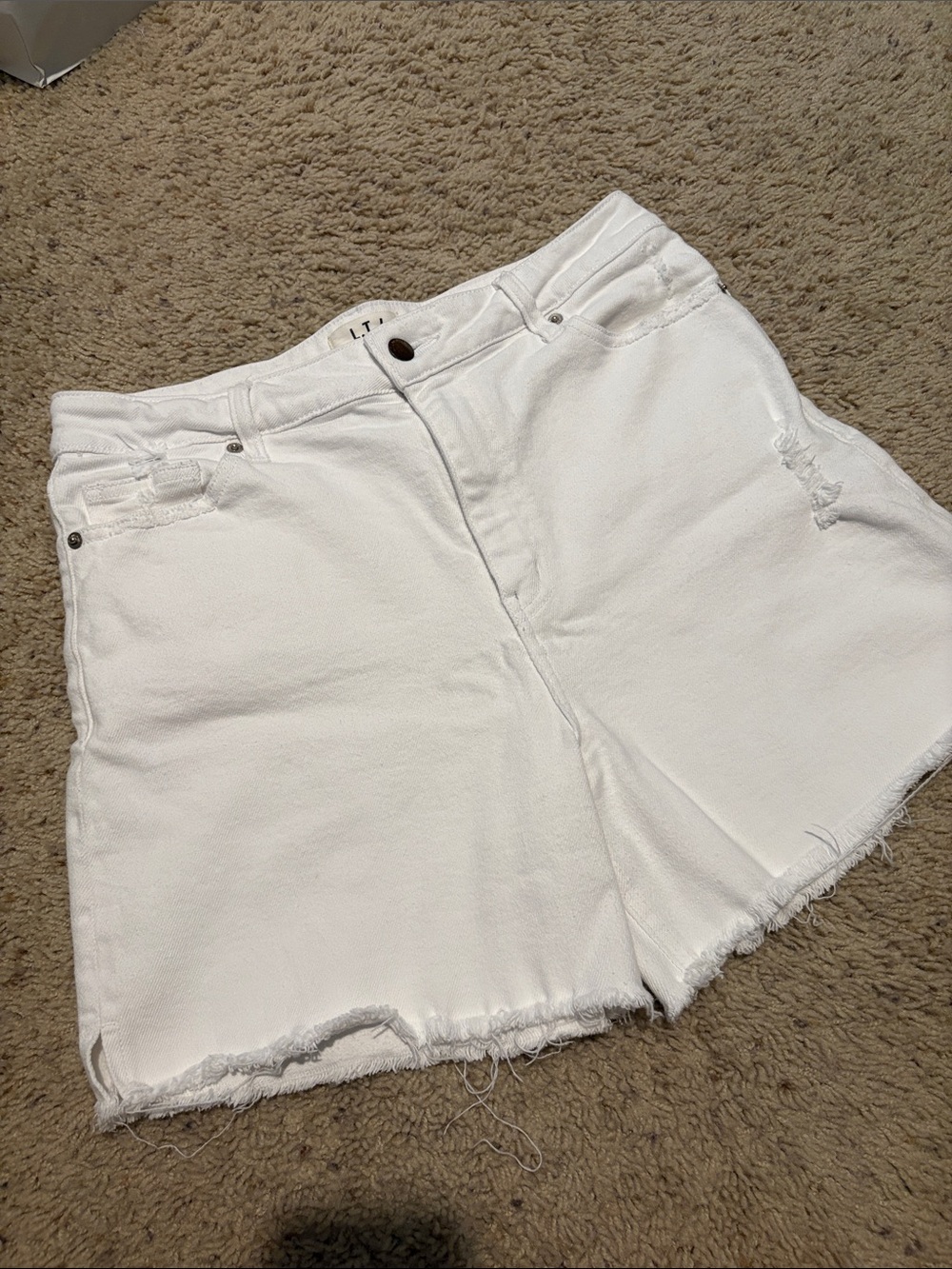 L.T.J (letter to Juliet) White Distressed Denim Shorts